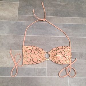 VICTORIA SECRET SWIM Peach Pink & Gold Bikini Top